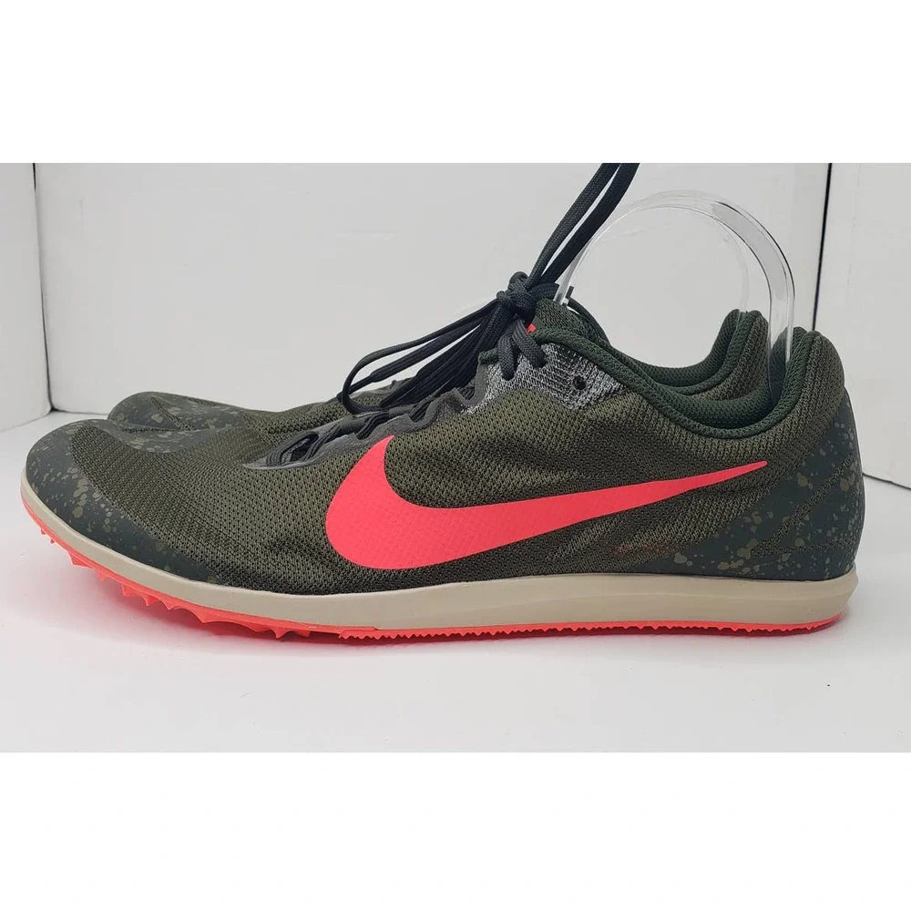 NIKE UNISEX ZOOM RIVAL D 10 TRACK SPIKE OLIVE/CRIMSON (907566-300) US 13 UK 12